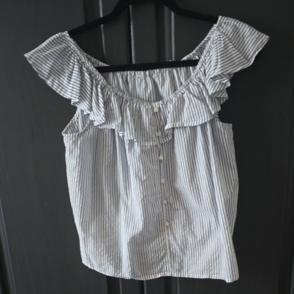 Striped Off-Shoulder Ruffle Top